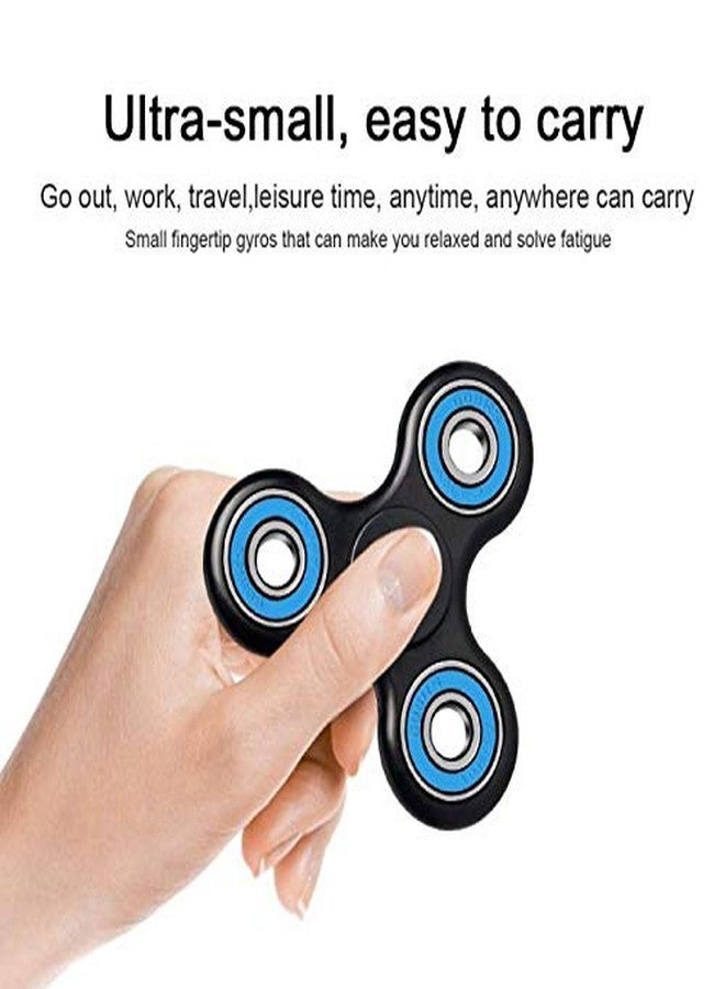 Premsons® Hand Spinner Desk Toy - High Speed Smooth Finger Spin Sensory Fidget Stress Relief Game Play for Kids & Adults - Birthday Party Gift - Four Bearing - Black + Blue Bearing - Image 4